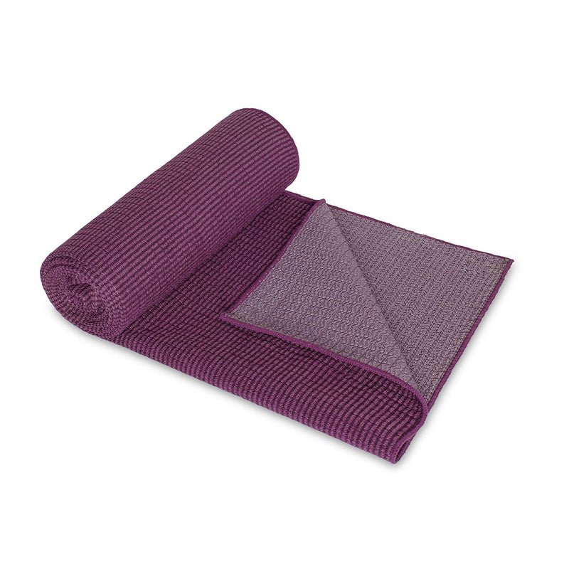 Tappetino/asciugamano yoga in fibra di bambù assorbente color melanzana