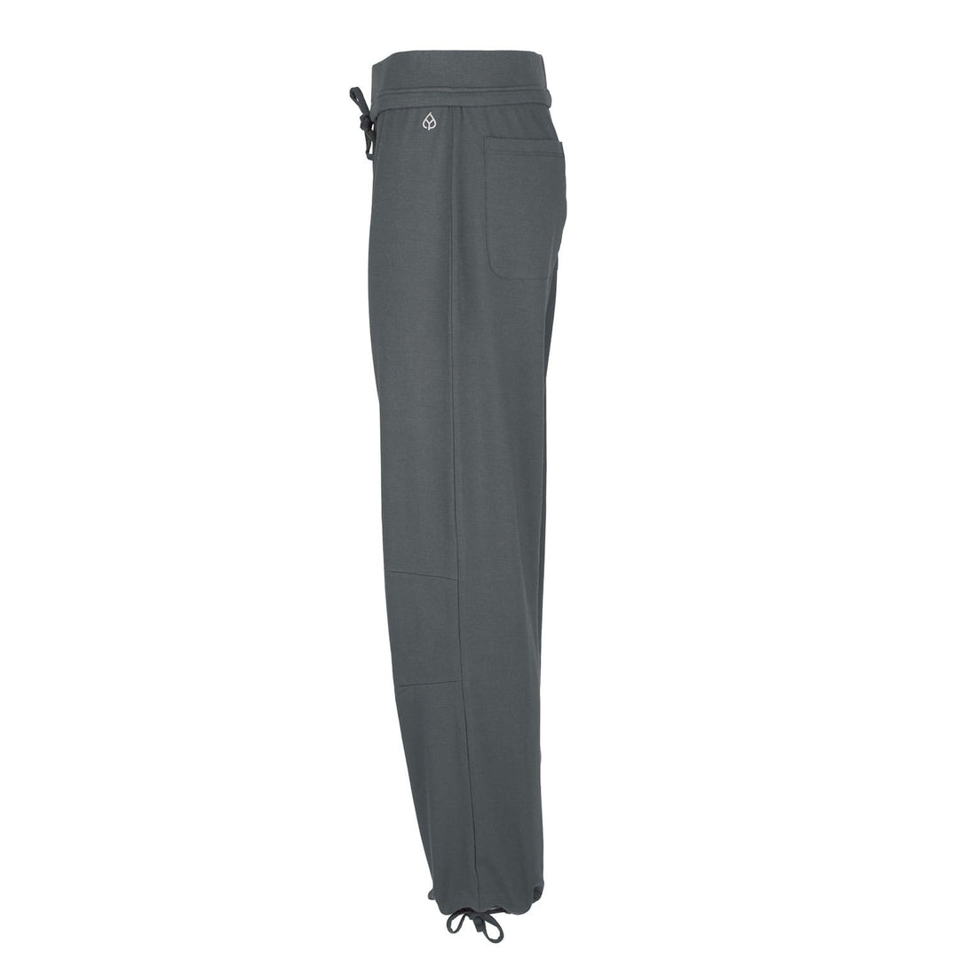 Pantalone yoga o tempo libero cordino in vita e cordino sul fondo gamba, di lato
