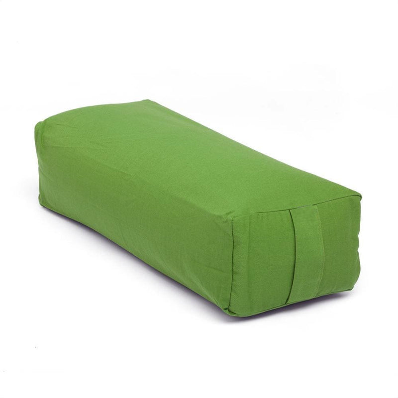 Bolster yoga grande rettangolare sfoderabile color verde laterale