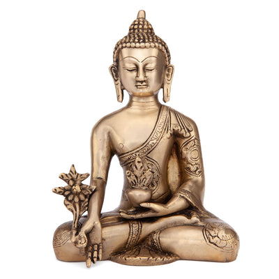 Statua in ottone dorato del 'Buddha della medicina' altezza cm18