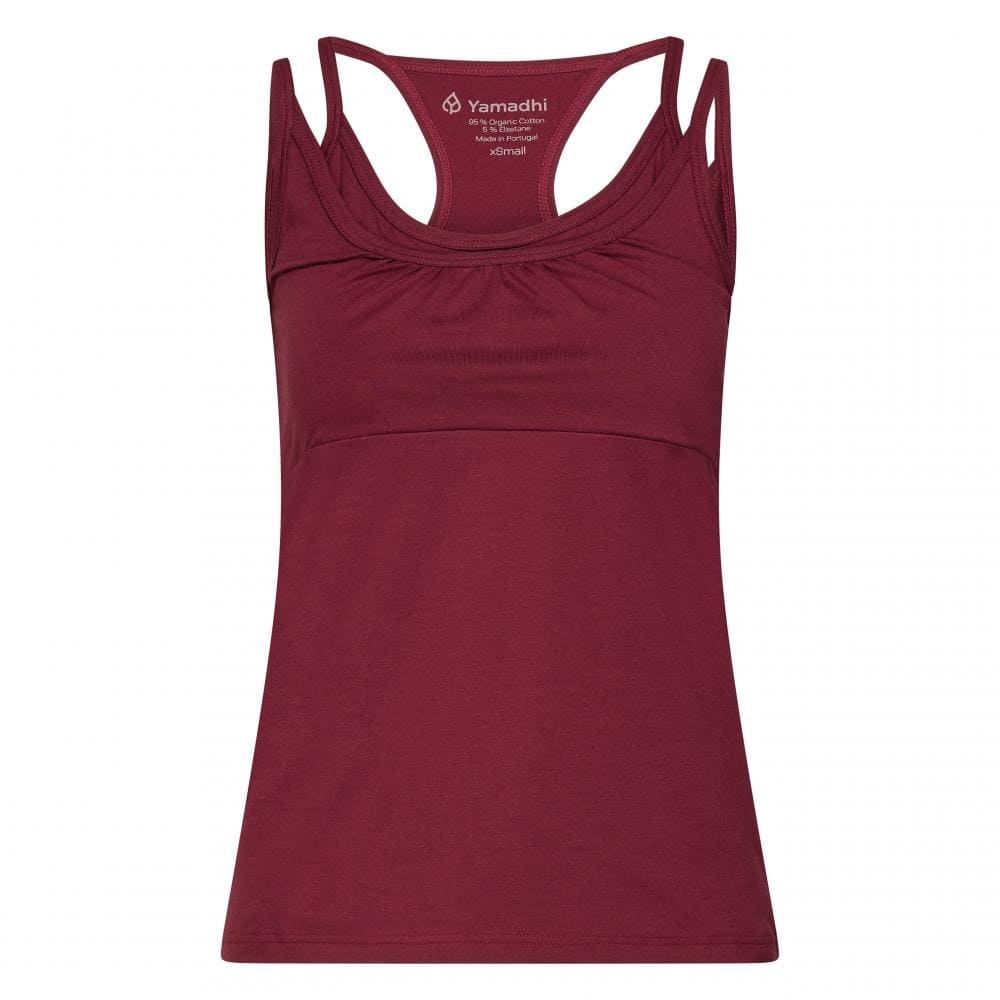 Top yoga con spalle a vogatore reggiseno integrato bordò