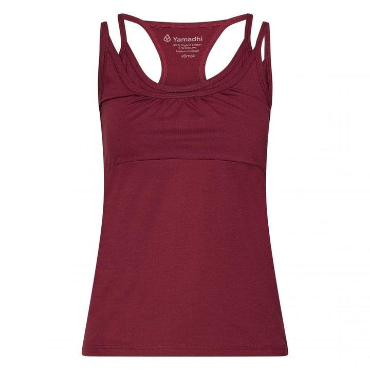Top yoga con spalle a vogatore reggiseno integrato bordò