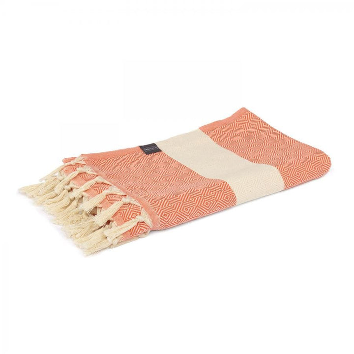 copertina in cotone morbido BIO colallo/ecru con frange