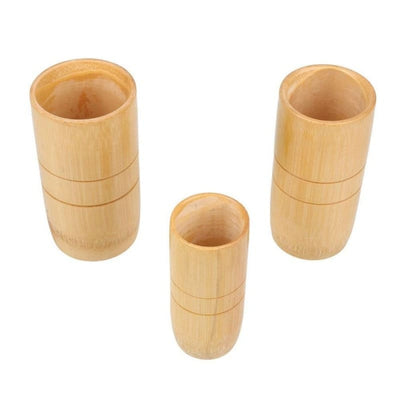tre coppette in bambù per coppettazione cinese
