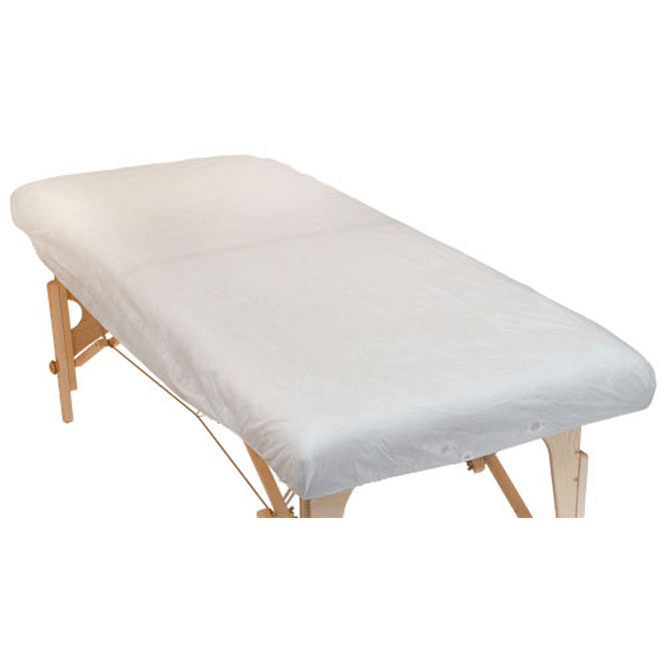 Coprilettino per massaggio monouso in TNT con elastici agli angoli bianco