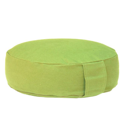 cuscino da meditazione rondo basso, sfoderabile imbottito con pula di farro biologica color  verde pistacchio