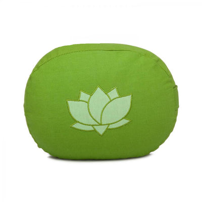 Cuscino da meditazione ovale, con disegno Loto, verde loto verde chiaro