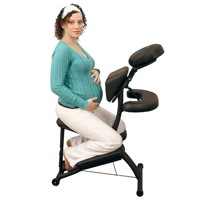 esempio uso Cuscinetto Poggiasterno per uso su sedia massaggio oakworks pro per donne in gravidanza o clienti corpulenti 