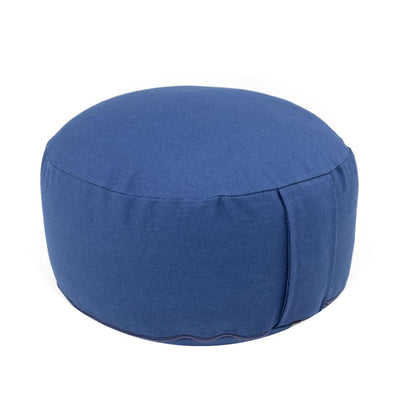 Cuscino per yoga o meditazione cilindrico Rondo sfoderabile in cotone bio in pula di farro o kapok, colore  blu