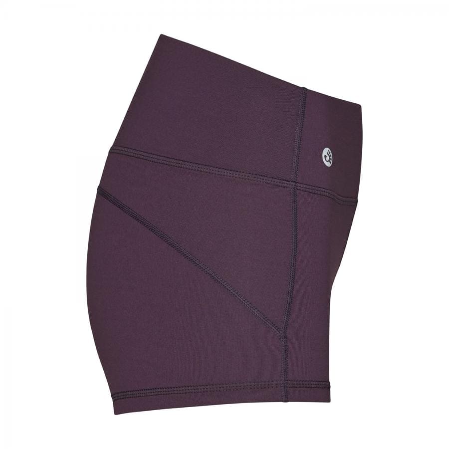 Calzoncino yoga 'shortie' comodo  vista laterale color prugna