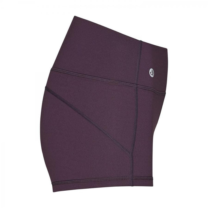 Calzoncino yoga 'shortie' comodo  vista laterale color prugna