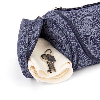 Custodia per trasportare il tappetino yoga a tracolla con tasche e ampia apertura con cerniera, blu .