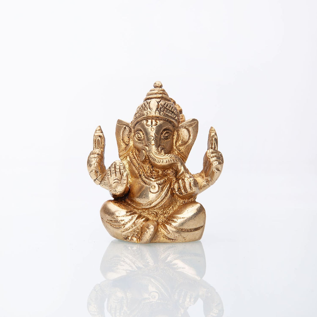 STATUA di GANESH in ottone dorato - 7 cm