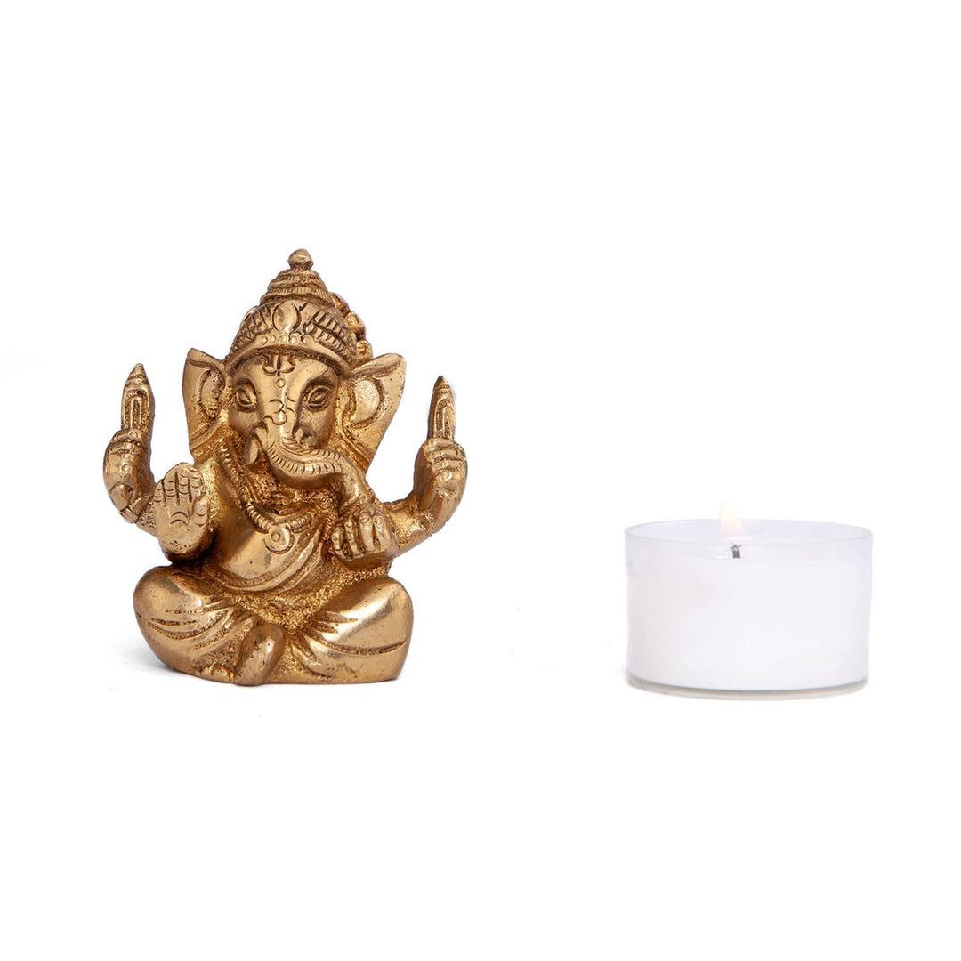 STATUA di GANESH in ottone dorato - 7 cm