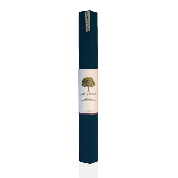 Tappetino ecologico yoga Jade Harmony 5 mm gomma naturale  blu arrotolato