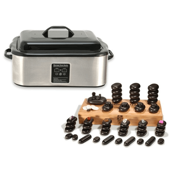 scaldapietre da 18lt. e 64 hot stones su scatola di legno