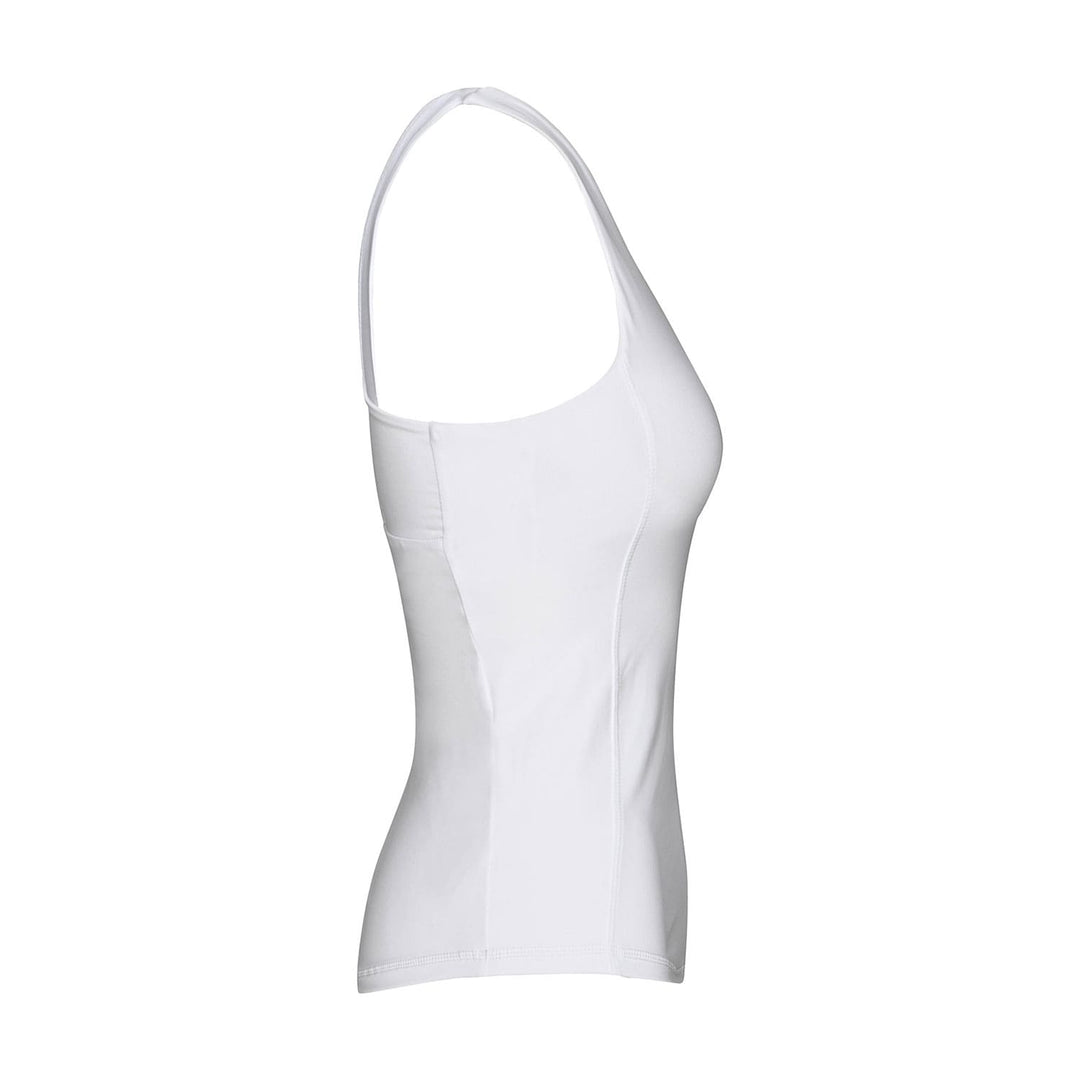 Top Niyama 'crossed back' con reggiseno integrato bianco di lato