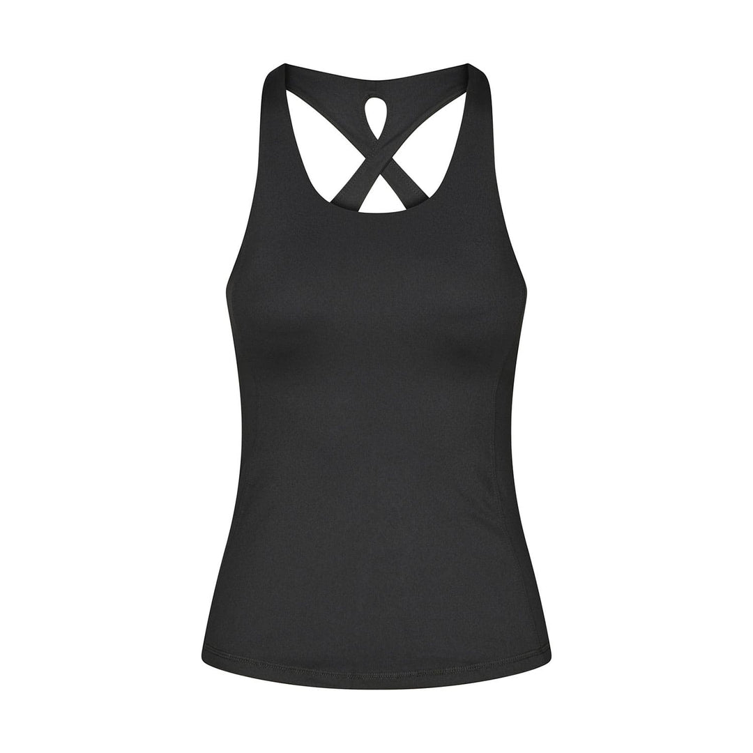 Top Niyama 'crossed back' con reggiseno integrato e coppe rimovibili  nero