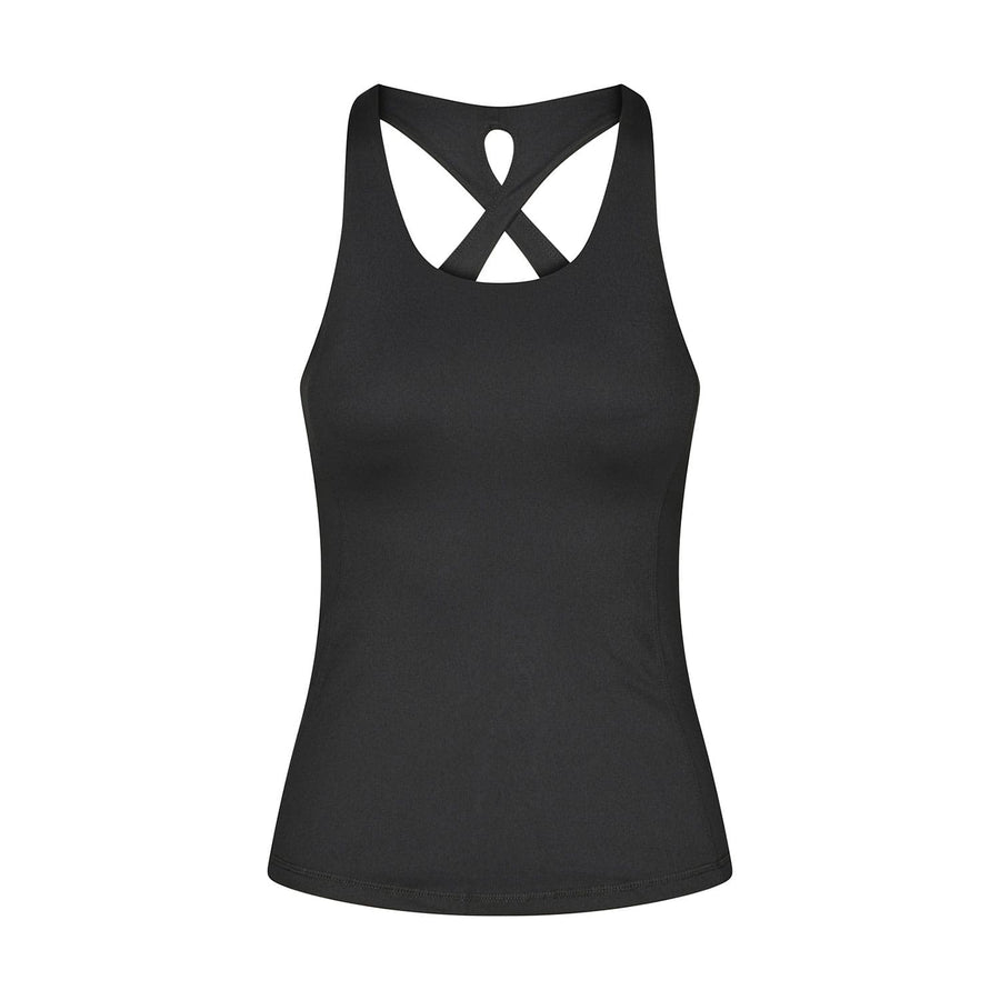 Top Niyama 'crossed back' con reggiseno integrato e coppe rimovibili  nero