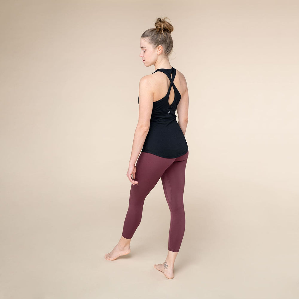 Top Niyama 'crossed back' con reggiseno integrato e coppe rimovibili nero back
