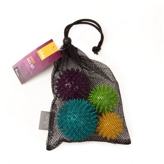 Spiky massage balls set di 4 palline  a riccio sacchetto a rete