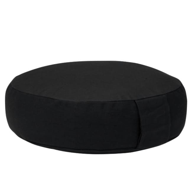 cuscino da meditazione rotondo basso imbottito con pula di farro colore  nero