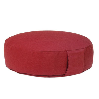 cuscino da meditazione rondo basso, sfoderabile imbottito con pula di farro biologica colore rubino