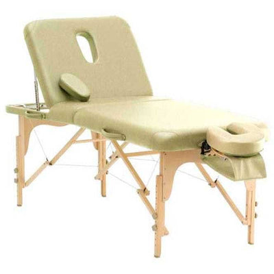 Lettino massaggio Spa beauty portatile e schienale reclinabie con accessori  panna