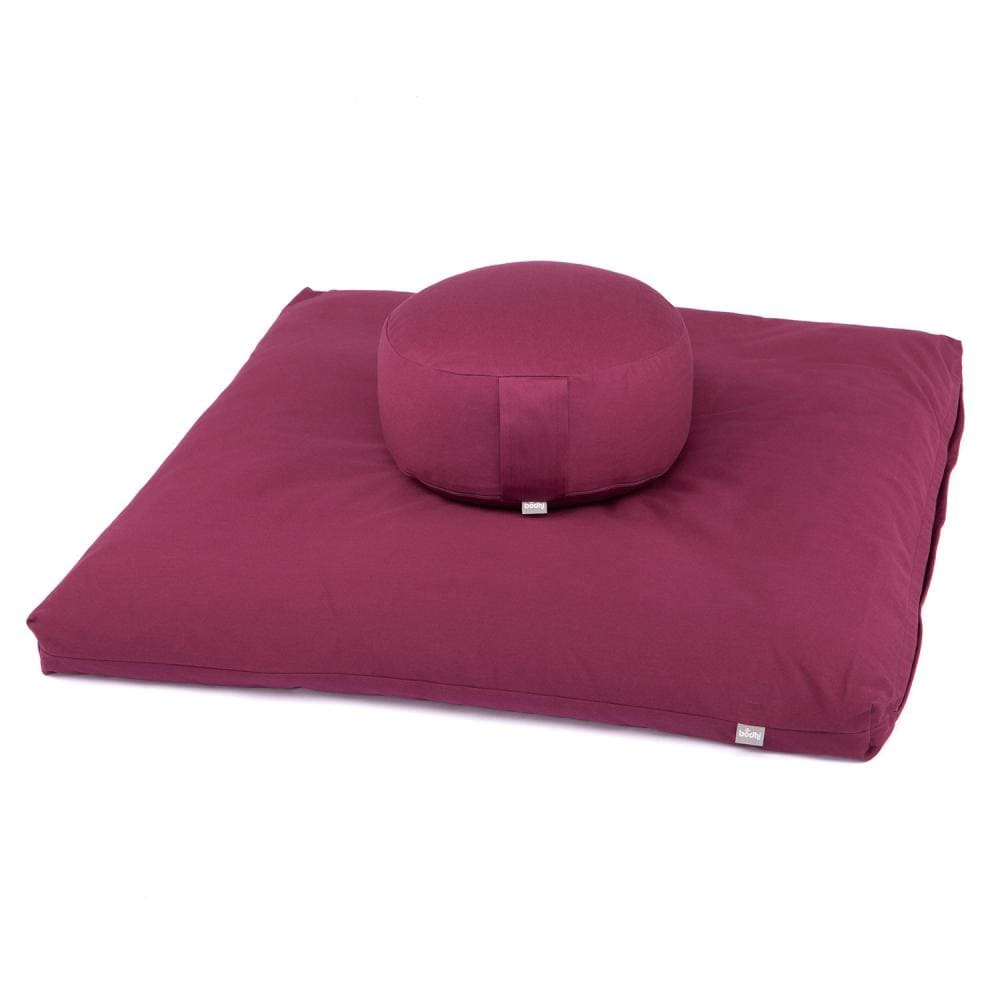 SEt da meditazione con cuscino rotondo e materassino zabuton, melanzana
