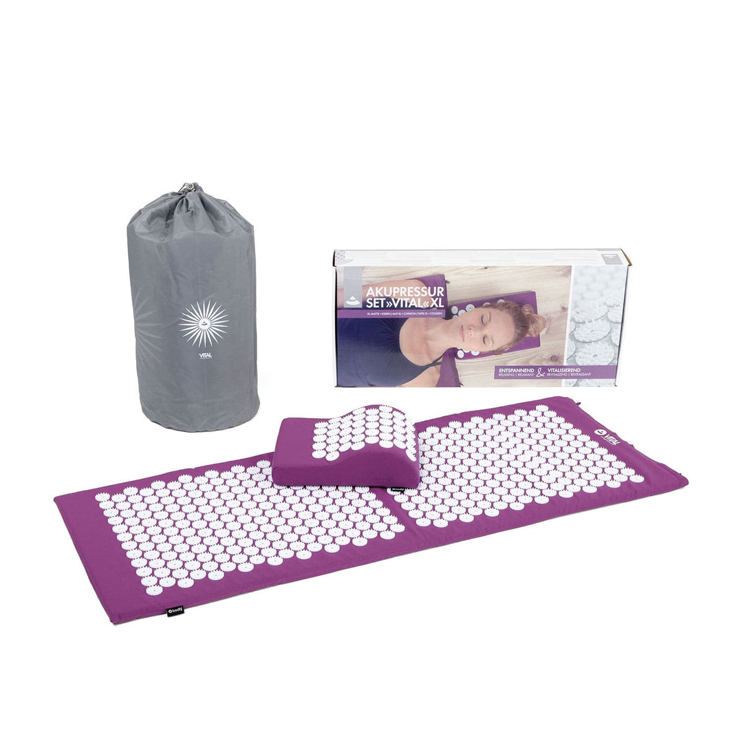 Set agopressione misura large melanzana tappetino Vital cuscino testa e sacca