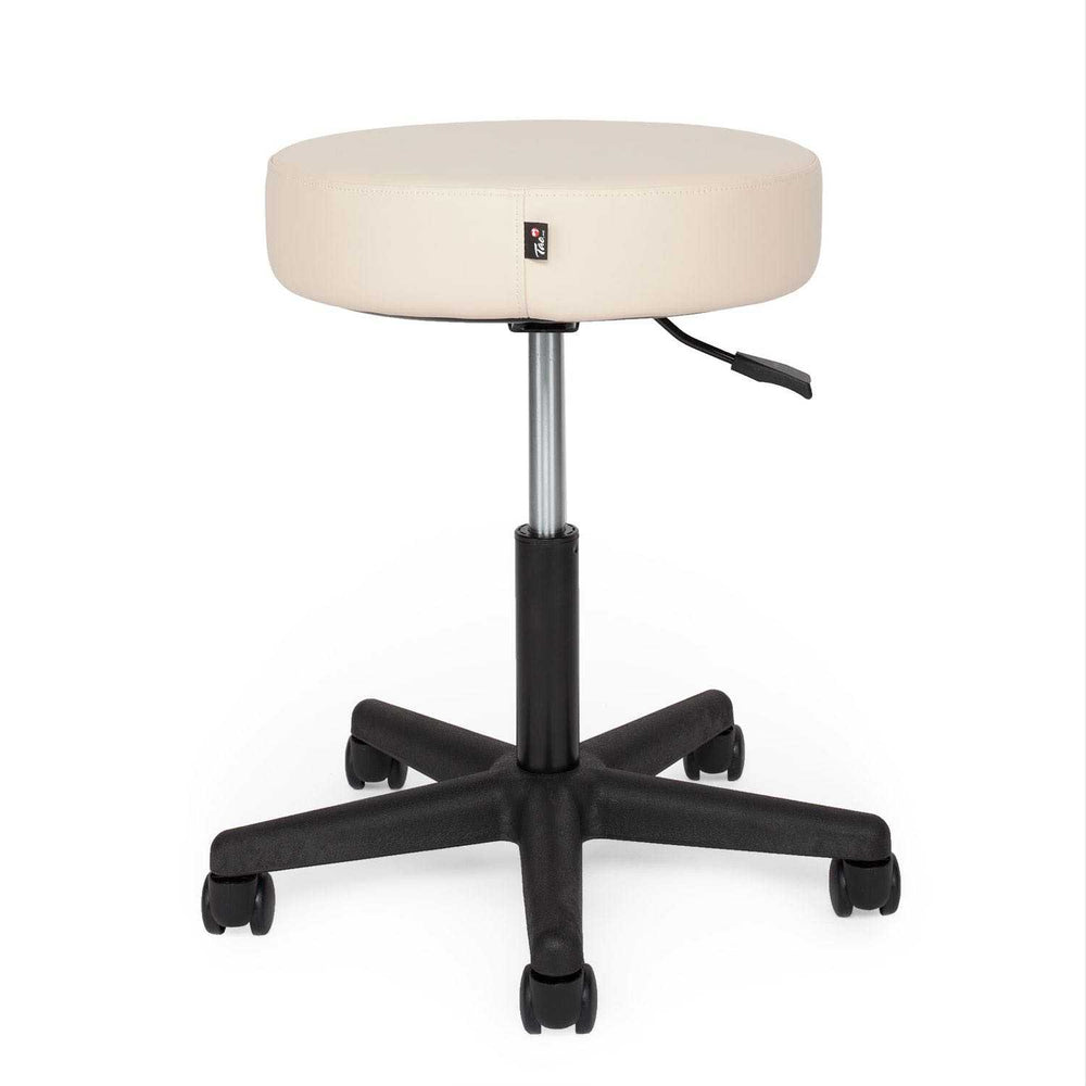 Sgabello girevole su ruote altezza regolabile rivestimento seduta beige