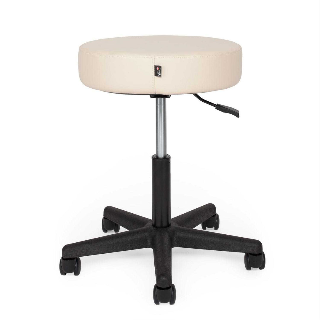 Sgabello girevole su ruote altezza regolabile rivestimento seduta beige
