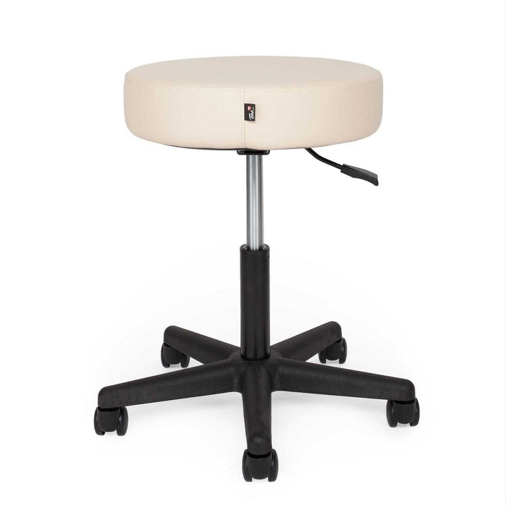 Sgabello girevole su ruote altezza regolabile rivestimento seduta beige