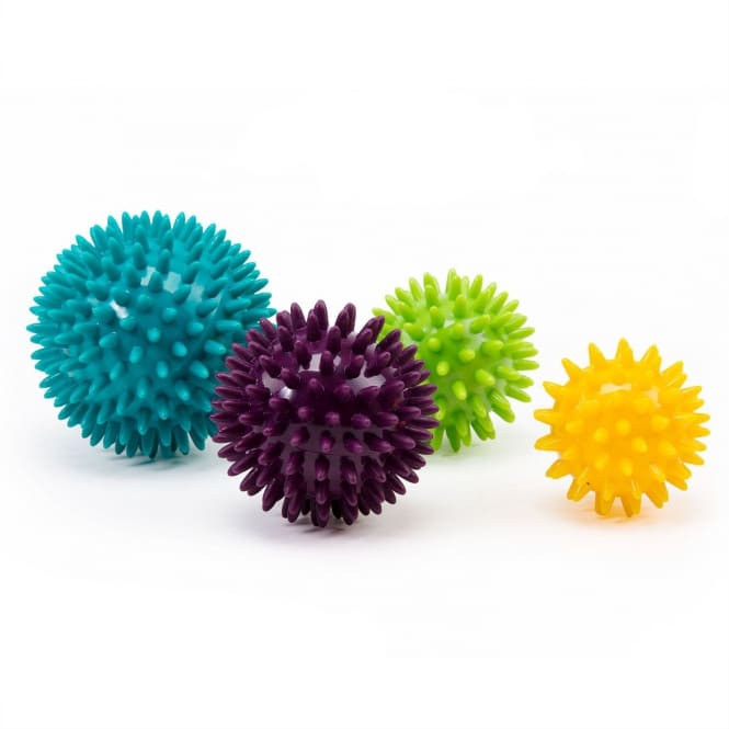 Spiky massage balls set di 4 palline dimensioni colori diversi