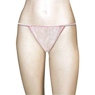 tanga slip monouso per donna in tnt bianco elastico rosa