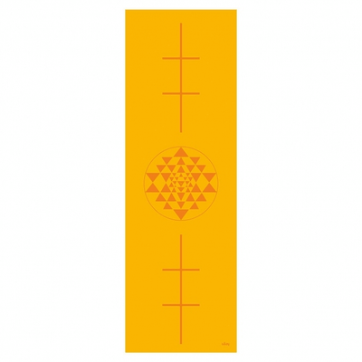 Tappetino yoga 'Leela' con linee per 'allineamento e disegno Yantra colore zafferano
