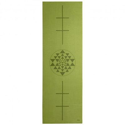 Tappetino yoga 'Leela' con linee per 'allineamento e disegno Yantra colore verde
