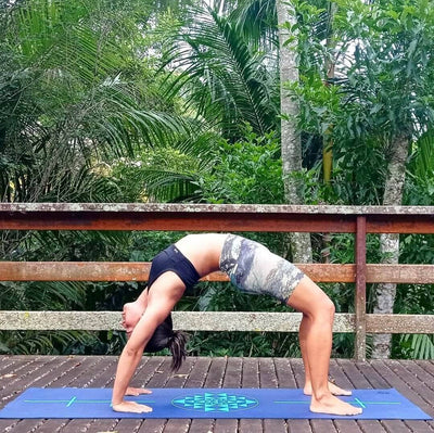 Tappetino Leela per pratica yoga blu con yantra