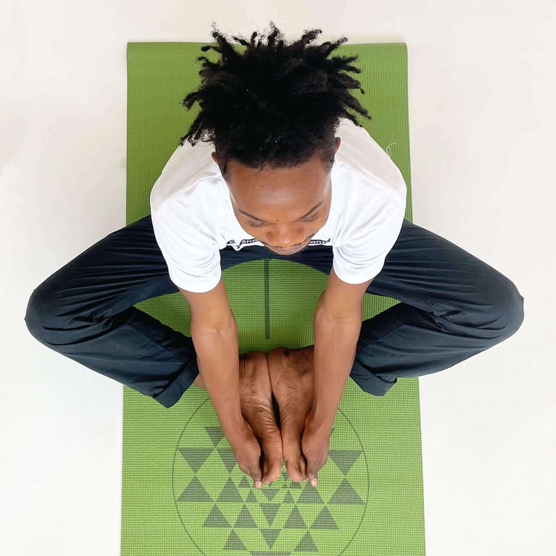 Tappetino per Hatha yoga, verde con design yantra pratica