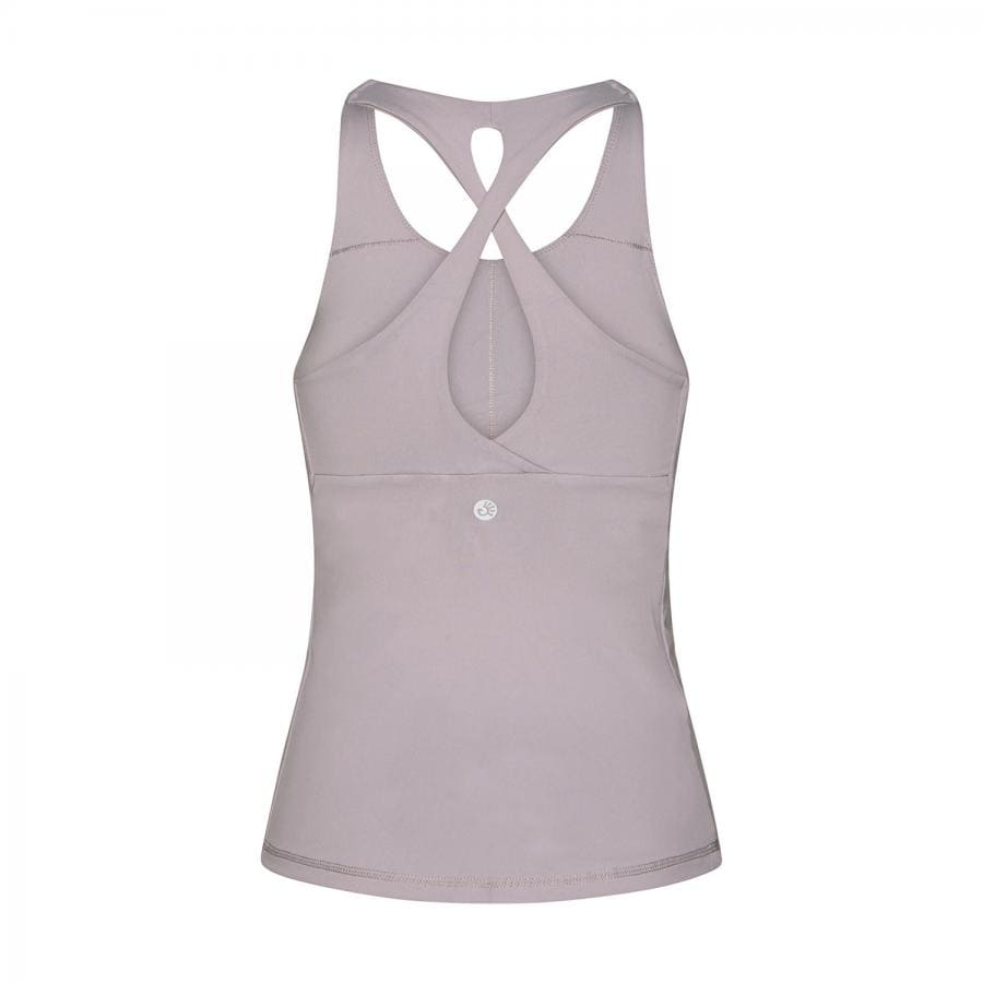 Top Niyama 'crodded back' con reggiseno integrato e coppe rimovibili malva back