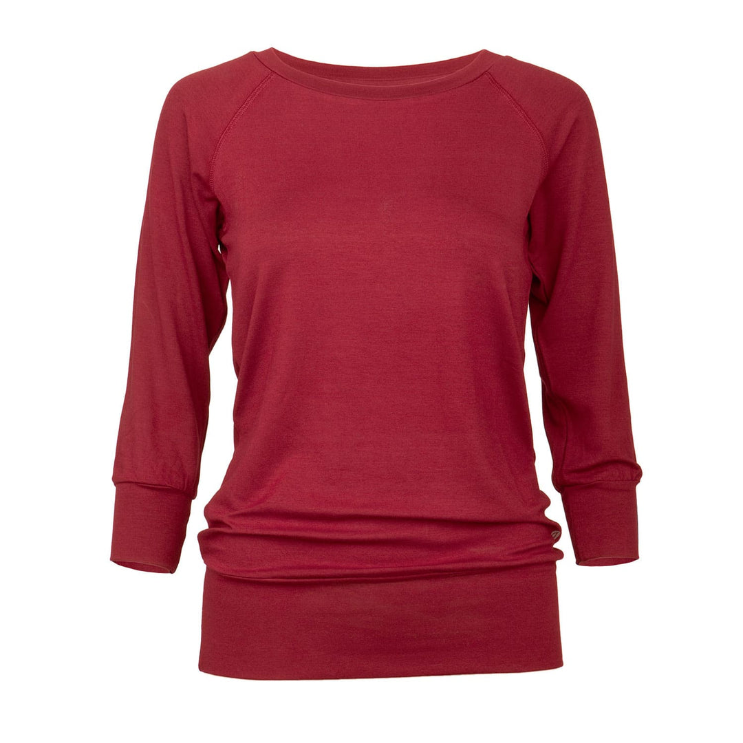 Maglia Easywear con maniche a 3/4, bordò, in viscosa con polsini  e fascia sui fianchi