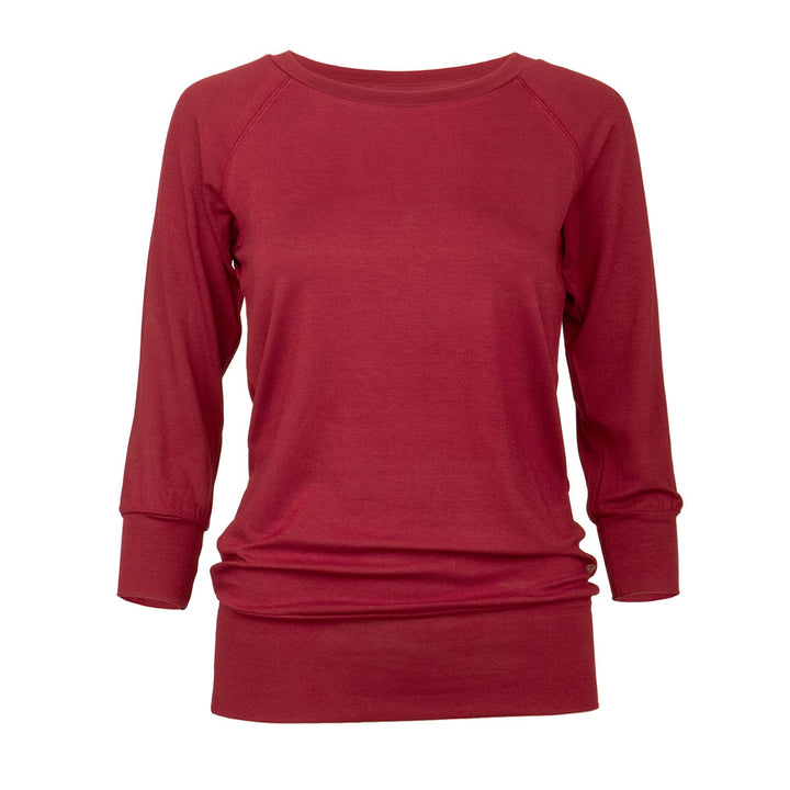 Maglia Easywear con maniche a 3/4, bordò, in viscosa con polsini  e fascia sui fianchi