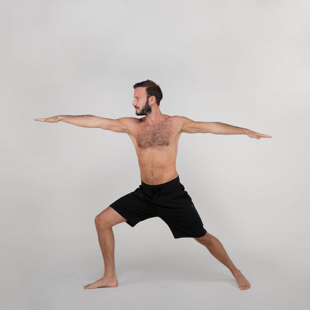 calzoncini da uomo in jersey di cotone bio, lunghezza ginocchio, stretching