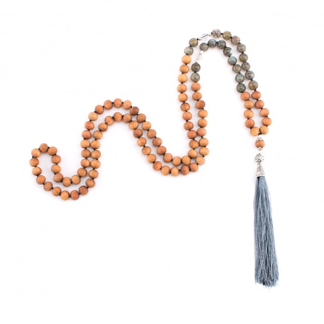 mala legno sandalo e labradorite 
